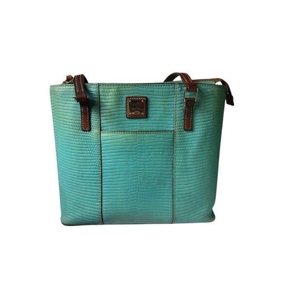 Dooney & Bourke Aqua Lizard Embossed Small Lexington Women’s Tote Bag Sold Out - Picture 1 of 16